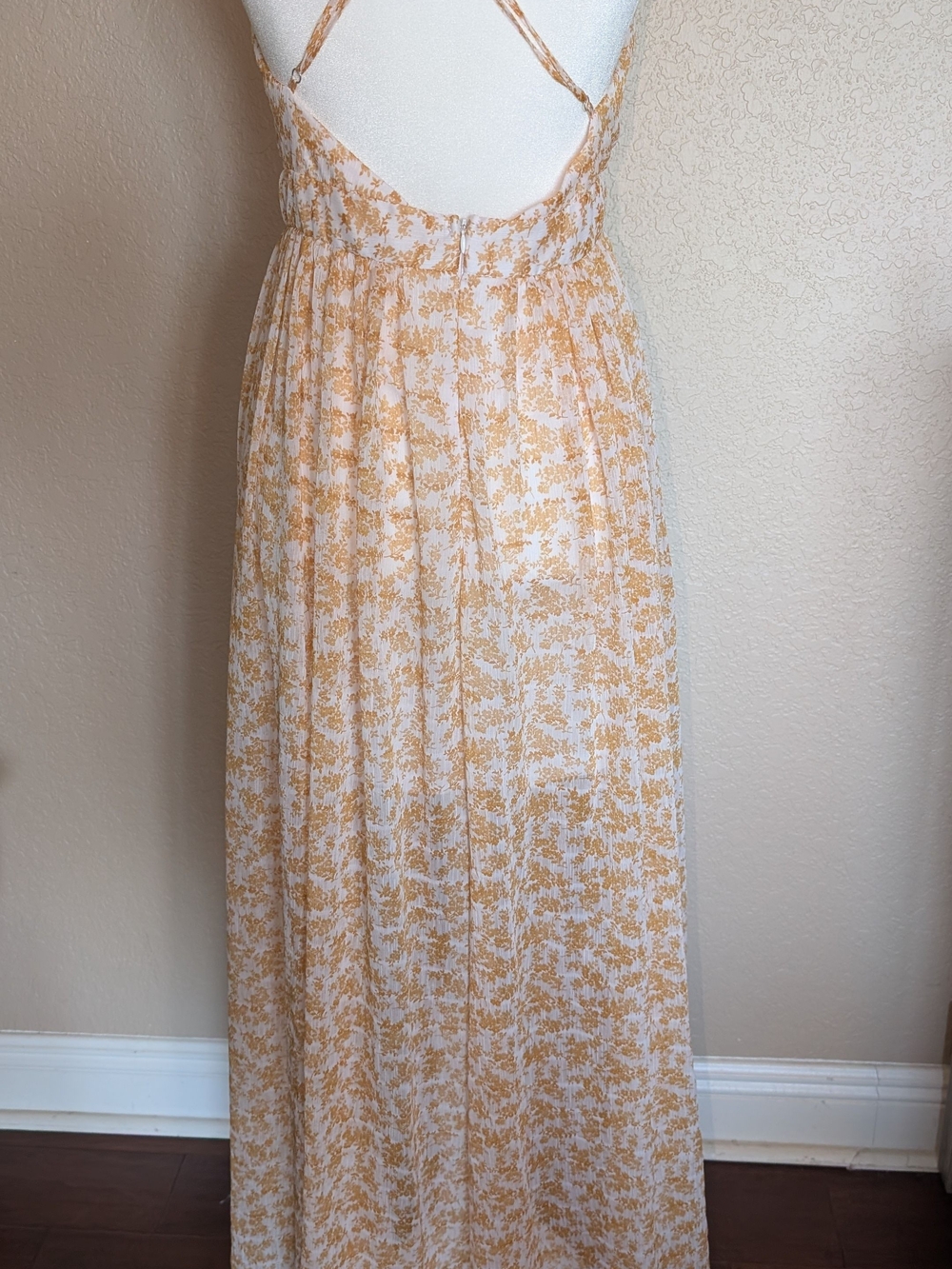 Floral Yellow V-Neck Maxi Dress - Sleeveless Summer Dress - Picture 3 of 8